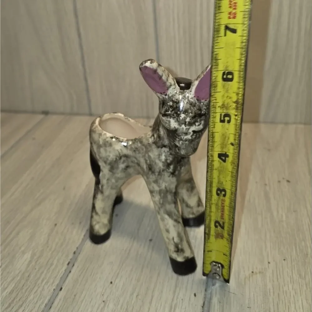 Vtg 70s Hand Painted Donkey Planter Brown Burro MCM Pottery For Plants Whimsical - Picture 3 of 5